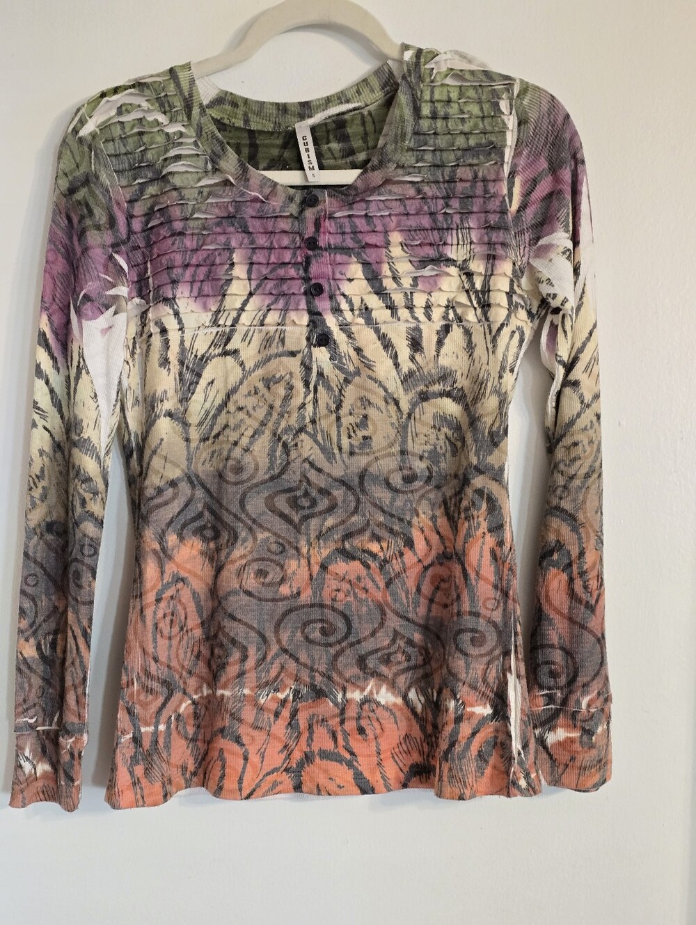 Cubism Multicolor Long Sleeve Blouse Top - Size Small